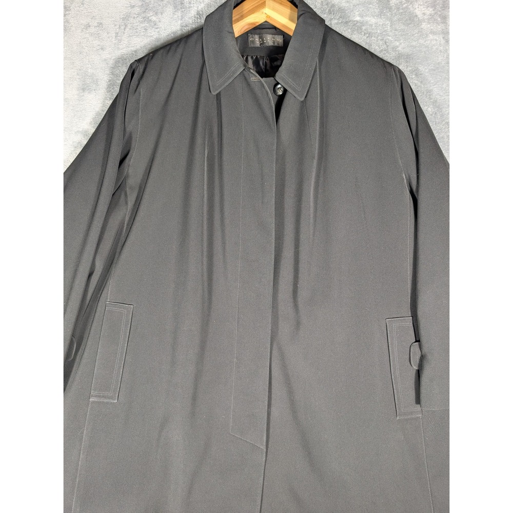 Gallery Woman Black Longline Trench Coat Collared Button Front Plus Size 3X - Picture 5 of 11